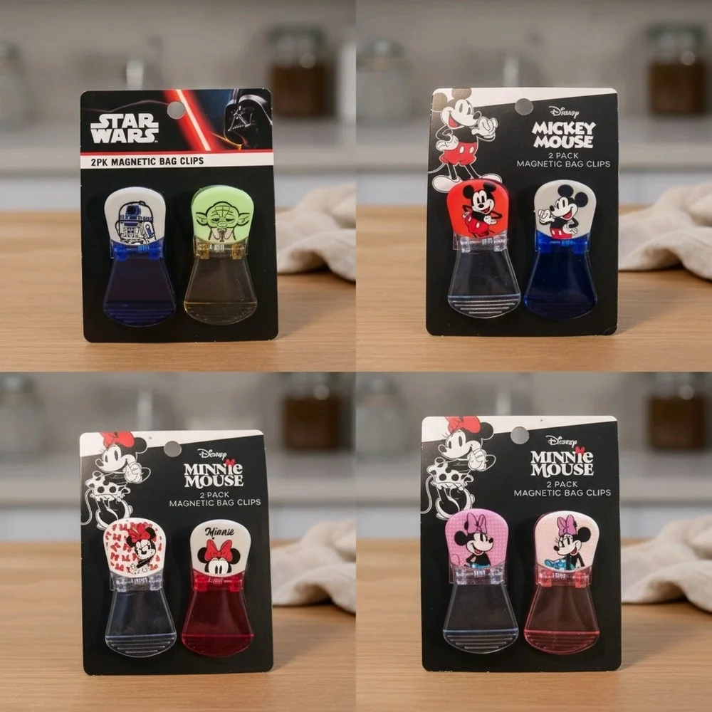 Disney Star Wars Mickey Minnie Mouse 8pc Magnetic Bag Clips Chip Clips Yoda R2D2